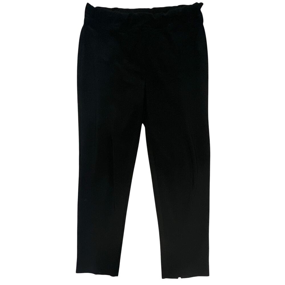Joseph Ribkoff Pants Women 14 Black Pull On Elastic Waist Ankle Slit Office Chic